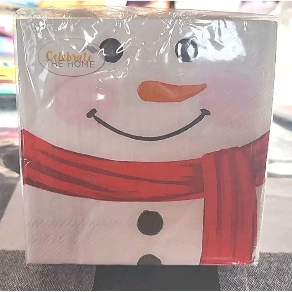 Celebrate The Home Snowman Face Napkins One Pack Of 40 Count 5x5